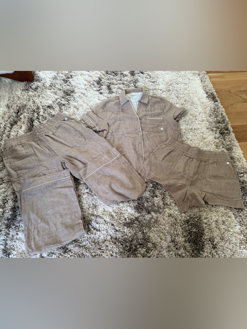 Light Brown Three- Piece Linen Set